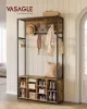 Mobilier hol cu suport pentru pantofi și banchetă, stil industrial, maro rustic și