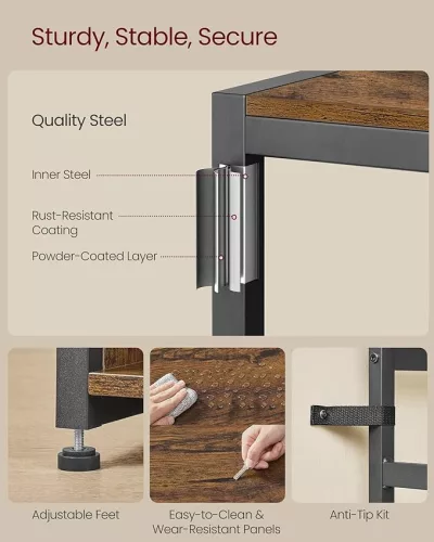 Mobilier hol cu suport pentru pantofi și banchetă, stil industrial, maro rustic și