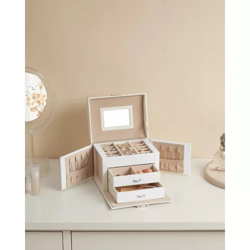songmics-cutie-de-bijuterii-cu-3-sertare-si-oglinda-alba-22x16x17cm