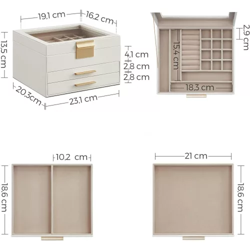 songmics-cutie-de-bijuterii-cu-capac-din-sticla-2-sertare-alb-23x20x13cm