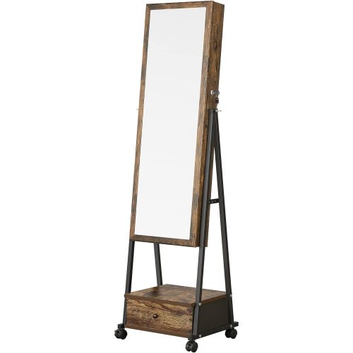 songmics-dulap-de-bijuterii-in-picioare-cu-oglinda-si-rafturi-cu-incuietoare-maro-rustic