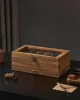 Cutie de depozitare pentru ceasuri din lemn cu 12 compartimente, capac de sticlă, maro 30x20x13cm