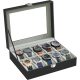 songmics-cutie-de-ceas-din-piele-artificiala-cu-10-compartimente-capac-din-sticla-negru
