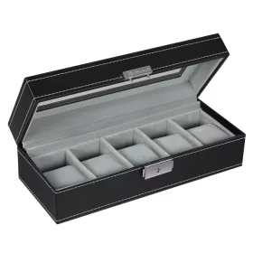 songmics-cutie-de-ceas-din-piele-artificiala-cu-5-compartimente-capac-din-sticla-negru