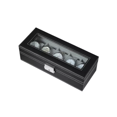 songmics-cutie-de-ceas-din-piele-artificiala-cu-5-compartimente-capac-din-sticla-negru