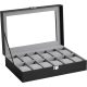 songmics-carcasa-din-piele-ecologica-cu-12-compartimente-capac-din-sticla-negru-30x20x8cm