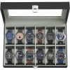 songmics-carcasa-din-piele-ecologica-cu-12-compartimente-capac-din-sticla-negru-30x20x8cm
