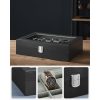 songmics-carcasa-din-piele-ecologica-cu-12-compartimente-capac-din-sticla-negru-30x20x8cm