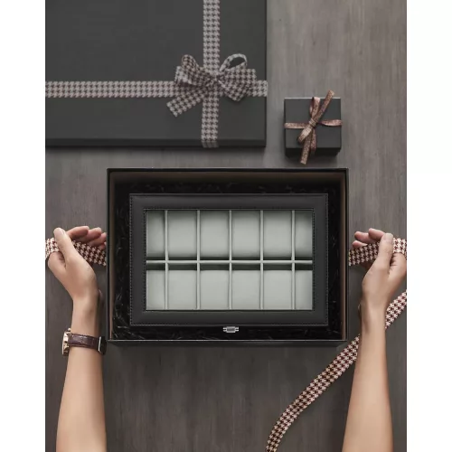 songmics-carcasa-din-piele-ecologica-cu-12-compartimente-capac-din-sticla-negru-30x20x8cm