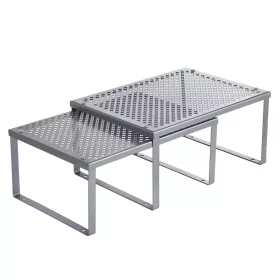   Raft de organizare pentru bucătărie, 2 bucăți, argintiu, 32 x 23 x 15 cm