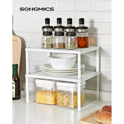 songmics-raft-organizator-bucatarie-2-piese-stivuibil-alb