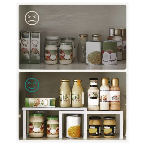 songmics-raft-organizator-bucatarie-2-piese-stivuibil-alb