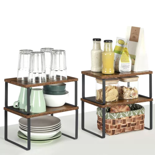 Raft organizator pentru bucătărie, 2 piese, maro rustic, 30x19.5x15.6 cm