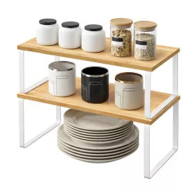   Raft de organizare din bambus pentru bucătărie, 2 bucăți, 19.5 x 39.7 x 15.8 cm