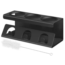   Uscător pentru biberoane, pentru 3 biberoane, cu perie, oțel, negru, 30 x 14 x 12 cm