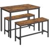 vasagle-masa-cu-doua-banci-maro-rustic-110x70x75cm