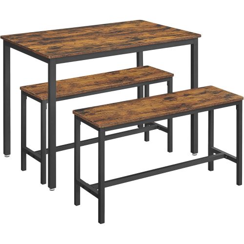 vasagle-masa-cu-doua-banci-maro-rustic-110x70x75cm