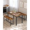 vasagle-masa-cu-doua-banci-maro-rustic-110x70x75cm