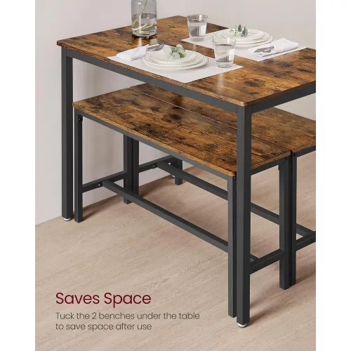 vasagle-masa-cu-doua-banci-maro-rustic-110x70x75cm
