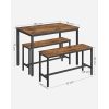vasagle-masa-cu-doua-banci-maro-rustic-110x70x75cm