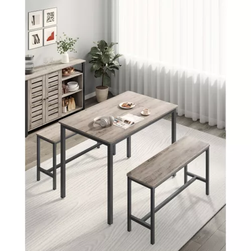vasagle-masa-cu-doua-banci-greige-si-negru-110x70x75cm