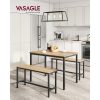 vasagle-masa-cu-doua-banci-stejar-si-negru-110x70x75cm