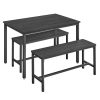vasagle-masa-cu-doua-banci-neagra-110x70x75cm
