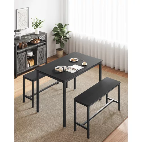 vasagle-masa-cu-doua-banci-neagra-110x70x75cm