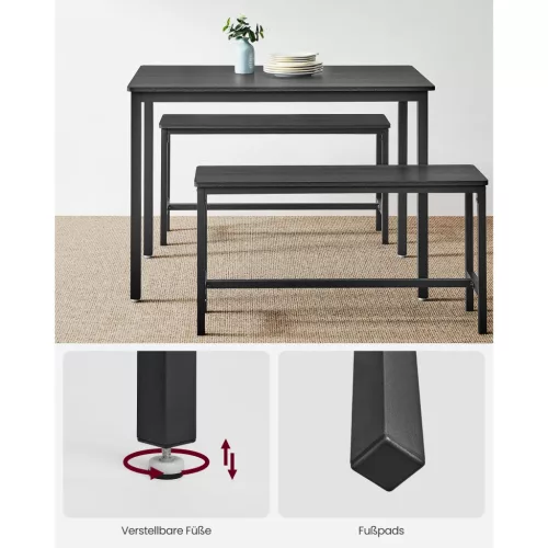 vasagle-masa-cu-doua-banci-neagra-110x70x75cm