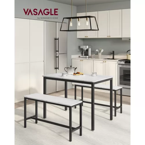 vasagle-masa-cu-doua-banci-marmura-alba-110x70x75cm
