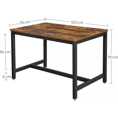 vasagle-masa-pentru-4-persoane-maro-rustic-120x75x75cm