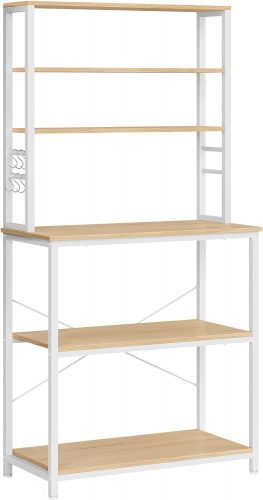 vasagle-raft-de-bucatarie-cu-6-rafturi-6-carlige-stejar-si-alb-80x40x167cm