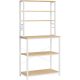 vasagle-raft-de-bucatarie-cu-6-rafturi-6-carlige-stejar-si-alb-80x40x167cm