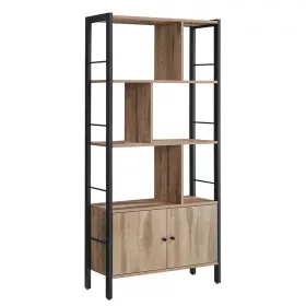 vasagle-raft-de-carti-cu-separatoare-raft-de-depozitare-stejar-cenusiu-si-negru154x74x30cm