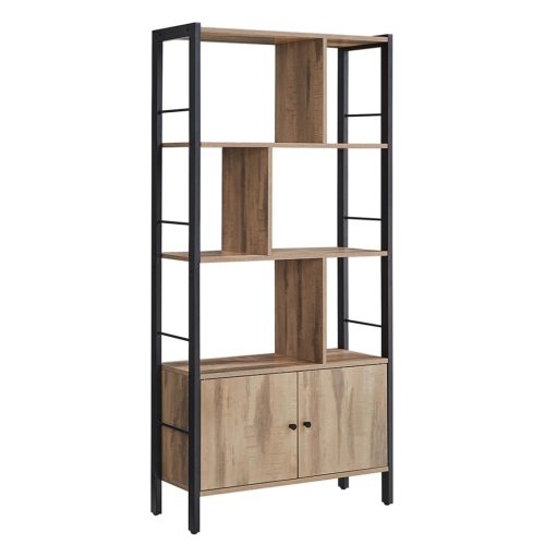 vasagle-raft-de-carti-cu-separatoare-raft-de-depozitare-stejar-cenusiu-si-negru154x74x30cm