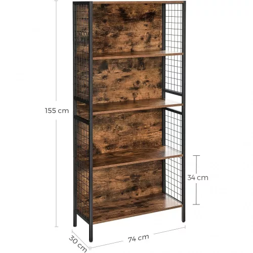 vasagle-raft-de-depozitare-maro-rustic-74x30x154cm