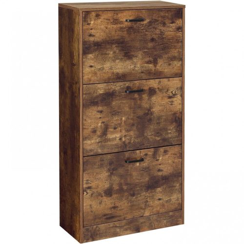 vasagle-dulap-de-pantofi-cu-3-usi-maro-rustic-60x24x120cm
