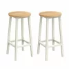 Scaune de bar 2 buc, cadru din metal, suport pentru picioare, stejar alb, 32 x 32 x 64 cm