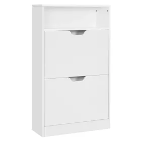   Raft depozitare pantofi cu 2 compartimente rabatabile pentru 8-12 perechi, alb 102x60x24cm