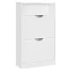 Raft depozitare pantofi cu 2 compartimente rabatabile pentru 8-12 perechi, alb 102x60x24cm