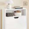 Raft depozitare pantofi cu 2 compartimente rabatabile pentru 8-12 perechi, alb 102x60x24cm