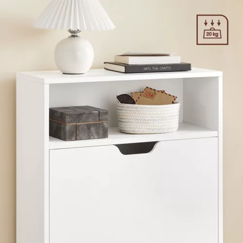 Raft depozitare pantofi cu 2 compartimente rabatabile pentru 8-12 perechi, alb 102x60x24cm