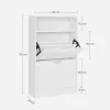 Raft depozitare pantofi cu 2 compartimente rabatabile pentru 8-12 perechi, alb 102x60x24cm