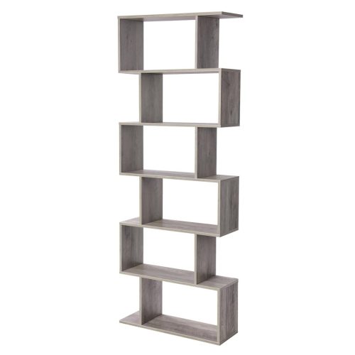 vasagle-raft-carti-raft-depozitare-6-niveluri-maro-cenusiu-70x24x190cm