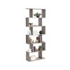 vasagle-raft-carti-raft-depozitare-6-niveluri-maro-cenusiu-70x24x190cm