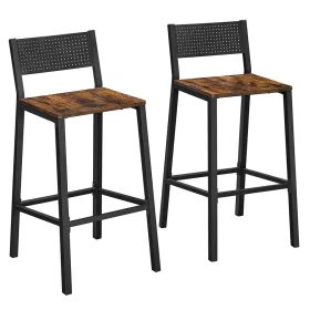 vasagle-scaun-de-bar-2-buc-scaun-inalt-de-bucatarie-patrat-rustic-maro-negru