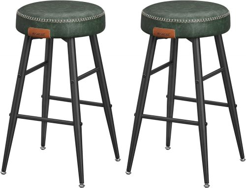vasagle-echo-scaune-de-bar-2-buc-husa-din-piele-artificiala-cusuta-verde-inaltime-63-cm
