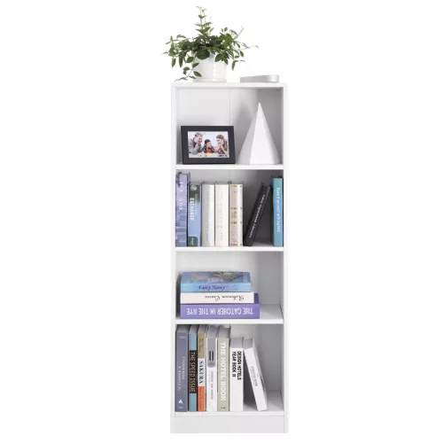 Bibliotecă, cu rafturi reglabile, pentru copii, albă 40x24x122cm