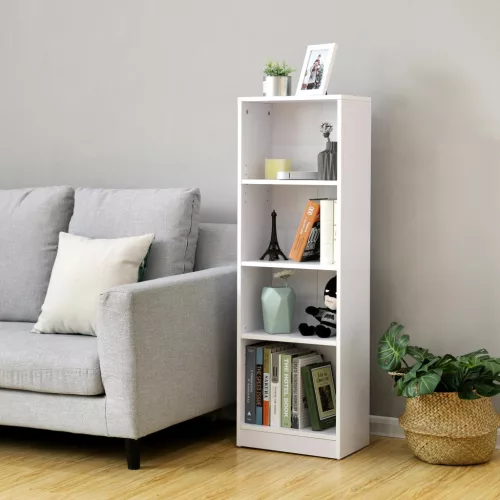 Bibliotecă, cu rafturi reglabile, pentru copii, albă 40x24x122cm
