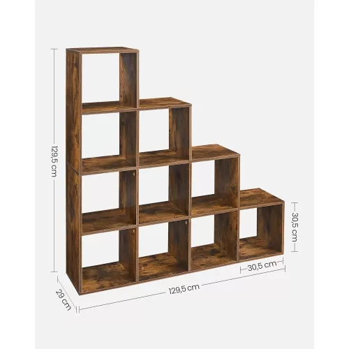 vasagle-biblioteca-raft-separator-de-camera-maro-rustic-129x129x29cm